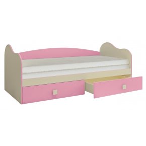 Кровать с ящиками розовая Радуга