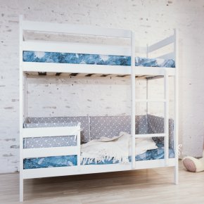 Кровать Соня Мини, 2-х ярусная кровать без ящика (массив березы, белый)
