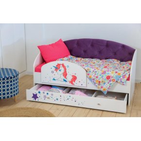 Кровать Звездочка с бортиком фиолетовая