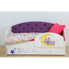 Кровать Звездочка с бортиком фиолетовая