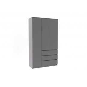 Шкаф трехстворчатый Мори МШ1200.1, 1204 мм, 3 двери, 3 ящика, графит